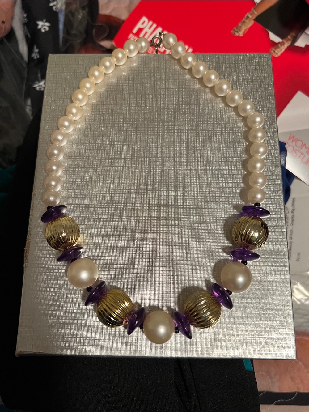 Pearl and Amethyst Accent Necklace by